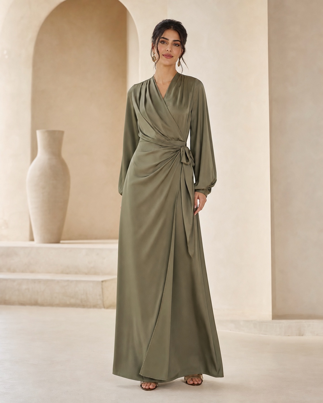 Olive silk dress from the AN Boutique edit